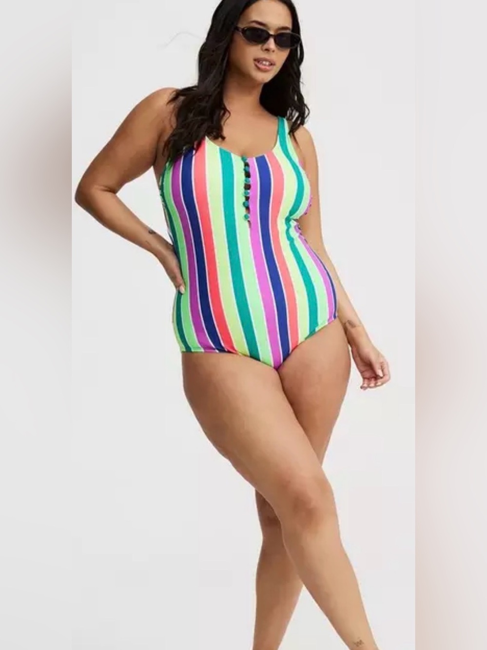 NWT Torrid wire free button front plunge cheeky one-piece swimsuit size 1X